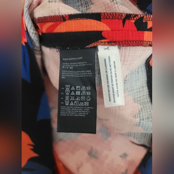 Tommy Hilfiger Floral Navy blue Cocktail Dress Size 8 with Belt 98% cotton - Picture 10 of 10